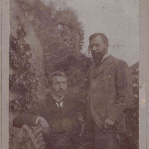 Photographie rare de l'artiste peintre Joseph-Germain STROCK (1865-1923) avec un artiste britannique