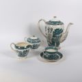 Service en porcelaine anglaise Willow Victoria : tasses, soucoupes, théière et accessoires