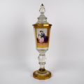 Bohemian crystal jar, Moser, early 20th century, 49 cm high