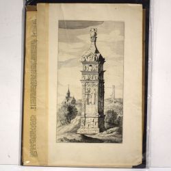 Gravure de la colonne d'IGEL par Joan BLEAU : État impeccable, dimensions 55 x 32,5 cm