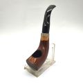 Pipe en bruyère lisse, 15 cm, déjà fumée, tige usée, haut noirci