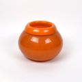 Orangefarbene Glasvase mit kugelförmigem Bauch, einzigartiges und farbenfrohes Design