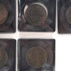 Ensemble de 5 pièces de 10 Centimes Guillaume III du Luxembourg XIXe siècle