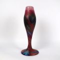Blown glass vase by Ada Loumani, pink, on twisted pedestal, 32 cm