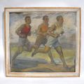 "Jean JACOBY (1891-1936) : Coureurs de fond, Huile sur carton signée, ca 1920"