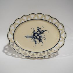 Display aus feinem Steingut BOCH Luxembourg, blaues Dekor, Ende 18.