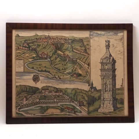 Gravure rare du Palais Mansfeld et Luxembourg par Braun & Hogenberg, 1598