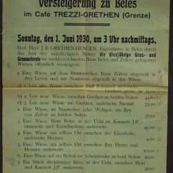 Auction poster for agricultural land in Belvaux, 1930 edition