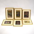 Ensemble rare : 6 enluminures indiennes XIXe-XXe siècle sur papier ancien