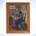 Le grand-père et sa petite fille - Huile sur toile de Joseph-Germain Strock