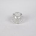 Photophore in cut glass decorated with flowers and leaves, height 8 cm