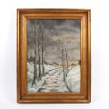 Pastel signed "Chemin sous la neige" by Josy Engels, size 43 x 31 cm