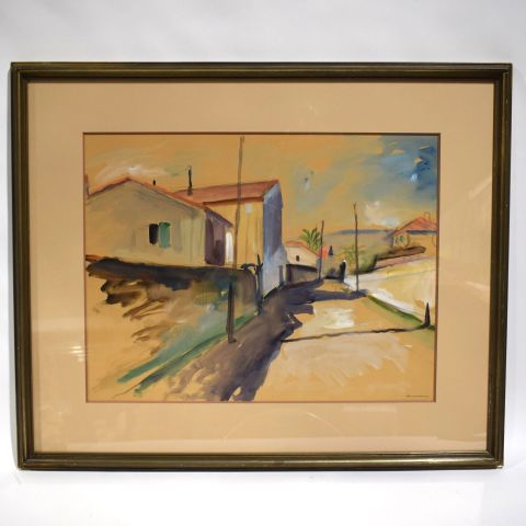 Joseph Kutter - Ruelle à Cassis - Gouache originale
