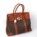 Renouard orange und braune Tasche aus genarbtem Leder, 30 x 40 cm