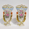 Pair of altar vases in polychrome porcelain