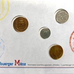 Collection of Luxembourg coins in Plexiglas in an envelope, special edition