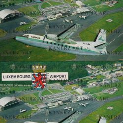 Two air maps of Luxembourg Findel with Luxair and Air Bahama aircraft