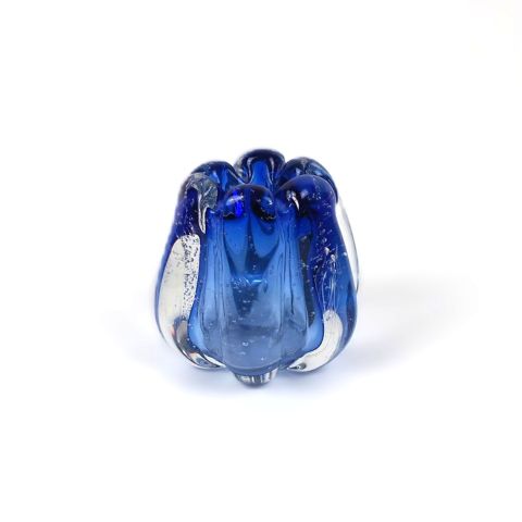 Vase en verre soufflé bleu, style Murano ou Orrefors, années 60/70