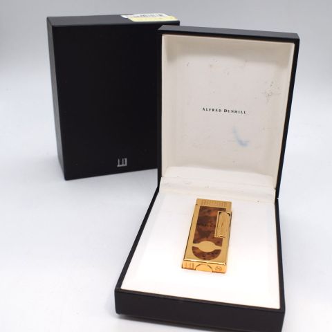 Briquet Alfred Dunhill plaqué or et laque, années 80, avec boîte et papier
