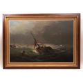 Dutch seascape by Hendrik Vader, oil on panel, 67 x 101 cm