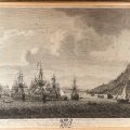 Stich von Gibraltar mit Admiral Rodney, von Dominique Serres (1722-1793)