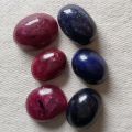 Lot of 3 Sapphires and 3 Ruby cabochons totaling 53.85 Ct