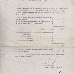 Lettre pré-imprimée pour le paiement des contributions directes d'une Veuve de Weicherdange (1846)