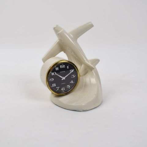Horloge Europa des années 80 avec avion, 13,5 cm