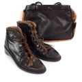 Robert Clergerie Ensemble: braune Lederstiefeletten und elegante Handtasche
