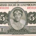 Rare collection of 6 banknotes of 5 Francs 1944 in mint condition