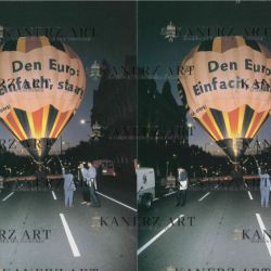 2 postcards of Claude Hermes' LX-BCE hot-air balloon