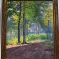 BIRON (XXe) - Huile sur toile "Sous bois en forêt" 100 x 80 cm