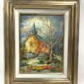 "La Chapelle de Reisdorf - Huile sur toile, signée et accompagnée d'une brochure d'exposition"