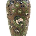 Amphora : Vase obus en grès émaillé avec décor floral, début XXe siècle