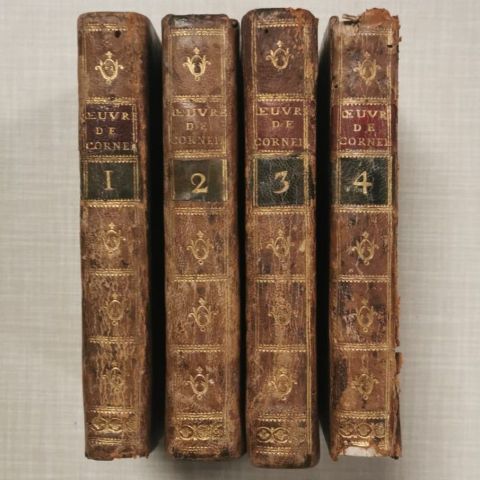 Les chefs-d'œuvre de Corneille, édition de 1788, 4 volumes, reliures abîmées