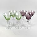 Verres en cristal Vallérysthal, pied incolore, corolle verte, état neuf