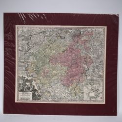 Carte aquarellée ancienne de Luxembourg avec plan de la ville, 1740/42