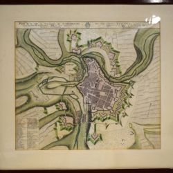 Plan aquarellé de Luxembourg, édition originale de Homann Erben, 1732/35, 50 x 56 cm