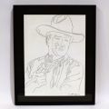 Portrait of John Wayne by Andy Warhol, graphite drawing