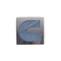 Cummins" grille badge in quilted metal, size 11.5 x 11.5 cm