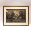 Charcoal drawing by Abel Villard: "Vieil homme au fagot", signed