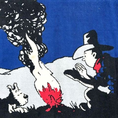 Tapis Tintin : le feu de camp, éditions Axis, Hergé, 1995, 130 x 100 cm