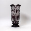 Vase haut en cristal taillé transparent et violet, années 70, 25 cm