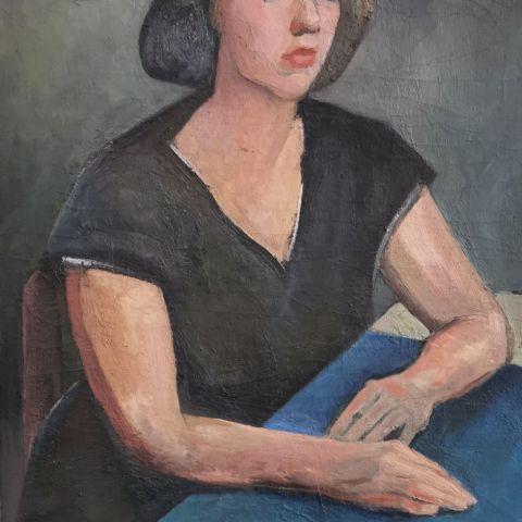 Tableau huile sur toile "Femme devant la table" de Marie Thérèse Kolbach