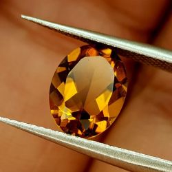 Rare 1.53 Ct natural citrine, orange/brown color, untreated, GFCO Swiss certificate