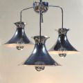 Lampe suspension vintage chrome à 3 suspensions des années 70