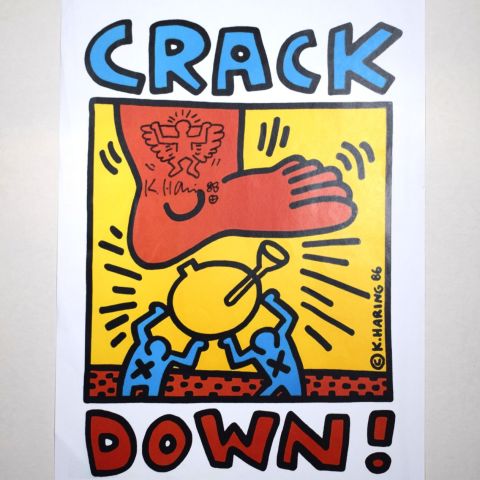 Impression de K. Haring : "Crack Down", 1988, 48 x 33 cm