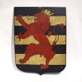 Panneau en bois décoré du Roude Léiw, symbole du Centenaire - Bon état