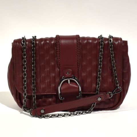 Sac Amazone Longchamp en cuir bordeaux avec chaînette et intérieur tissu. NEUF
