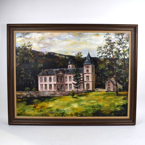 Huile sur toile de René Mack, Château de Birtrange, signée et datée 1993